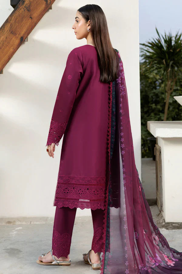Farasha | Summer Weaves Embroidered lawn'26 | Garnet Passion