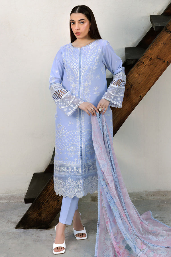 Farasha | Summer Weaves Embroidered lawn'26 | Serene Blue