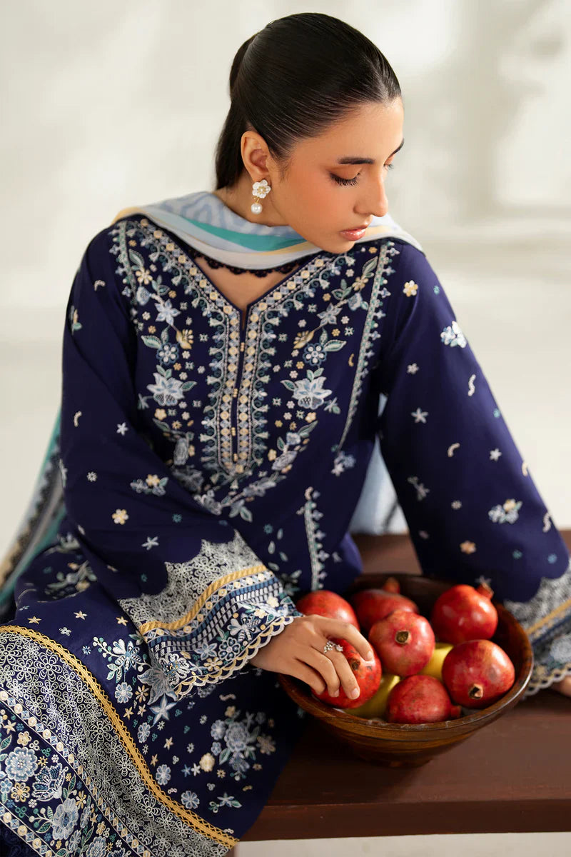 Farasha | Summer Weaves Embroidered lawn'26 | Blue Fusion