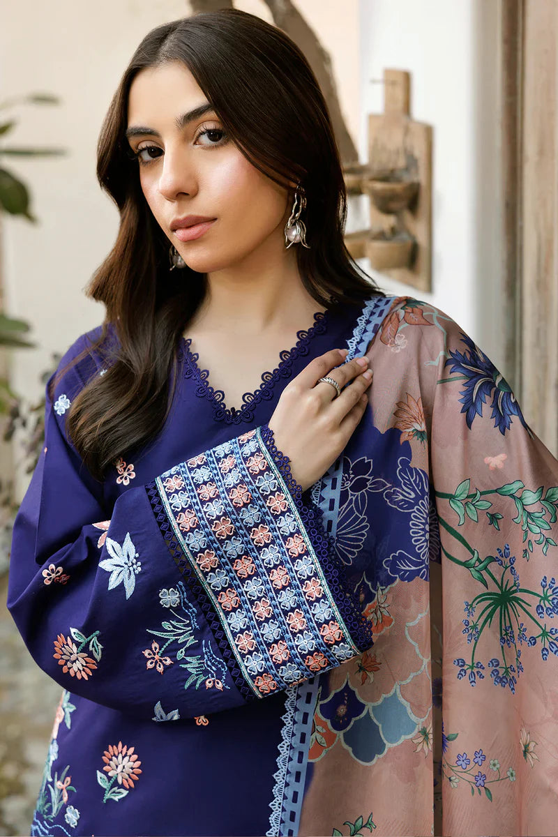 Farasha | Summer Weaves Embroidered lawn'26 | Indigo Glow