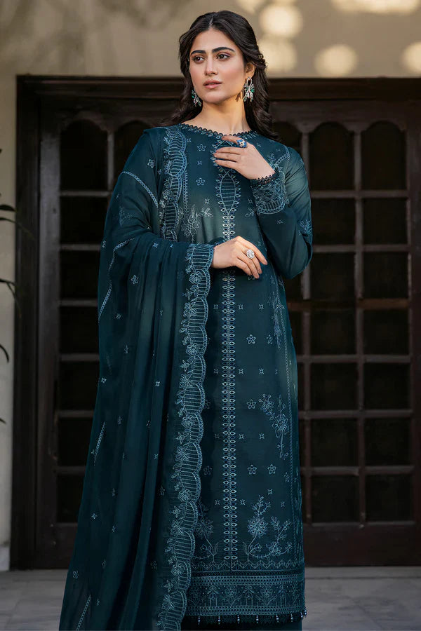 Farasha | Summer Weaves Embroidered lawn'26 | Teal Serenity