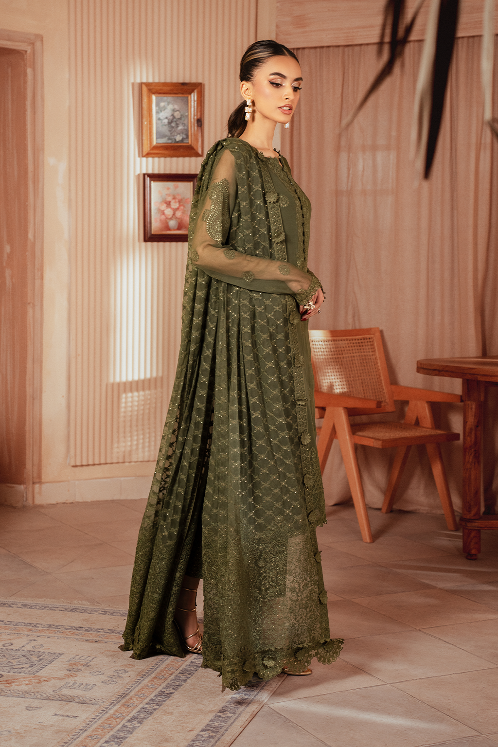 Iznik | Chiffon Kari | ICK-05 Embroidered Chiffon - House Of Anaya