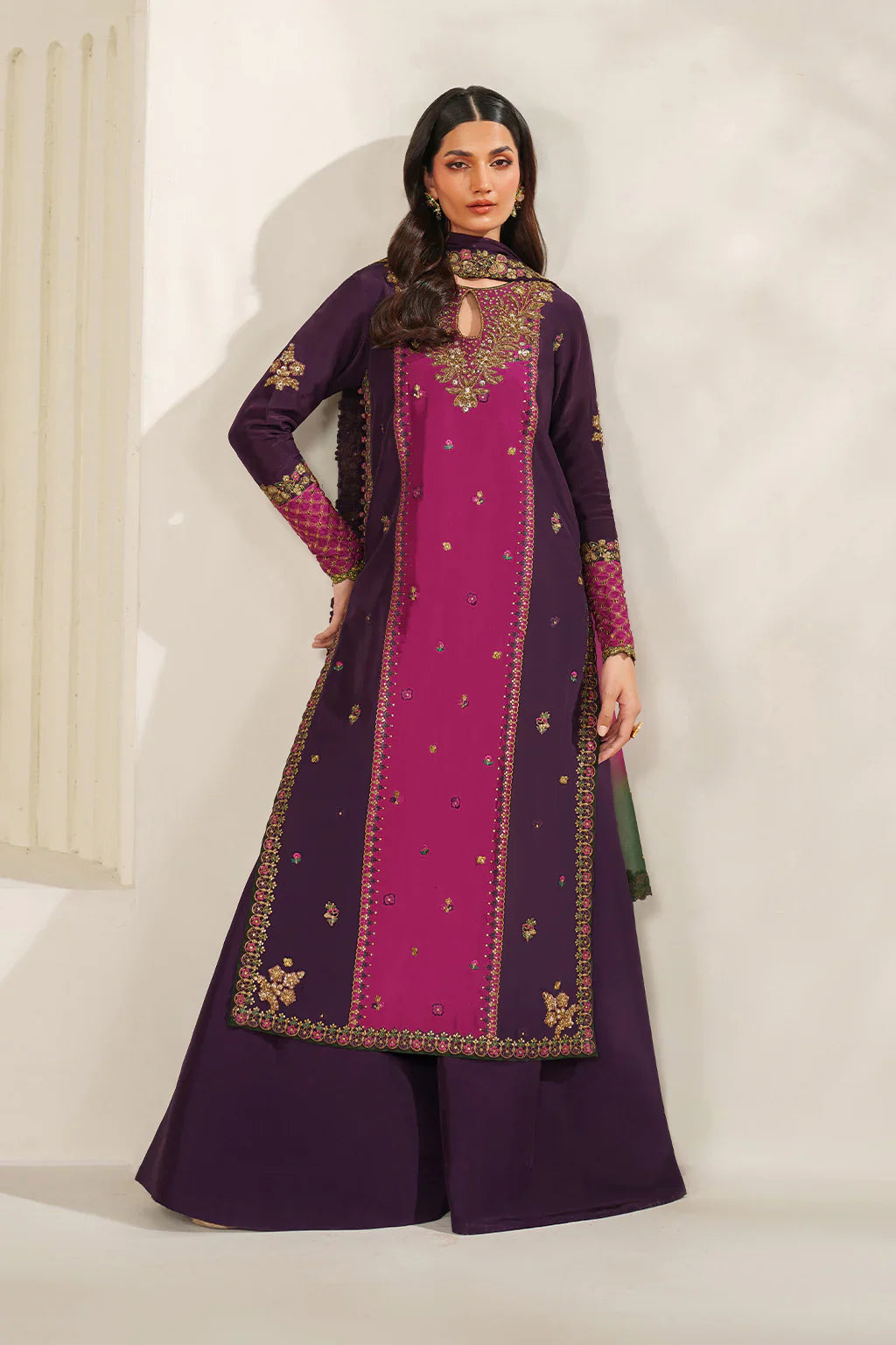 Iznik | Festive Formals | UE-611 Embroidered Ramen Silk
