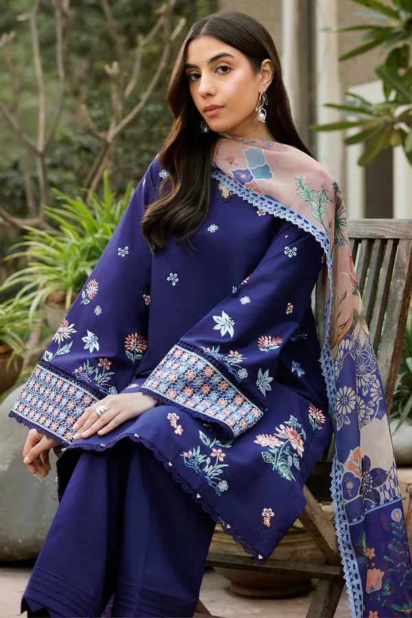 Farasha | Summer Weaves Embroidered lawn'26 | Indigo Glow