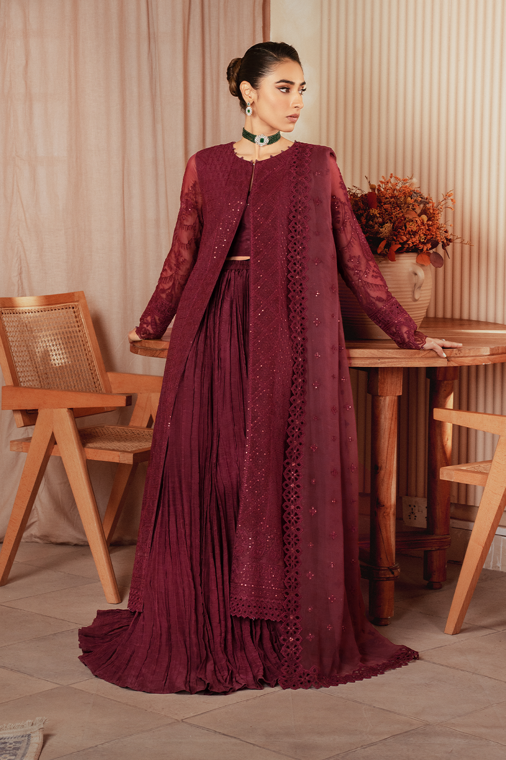 Iznik | Chiffon Kari | ICK-01 Embroidered Chiffon - House Of Anaya