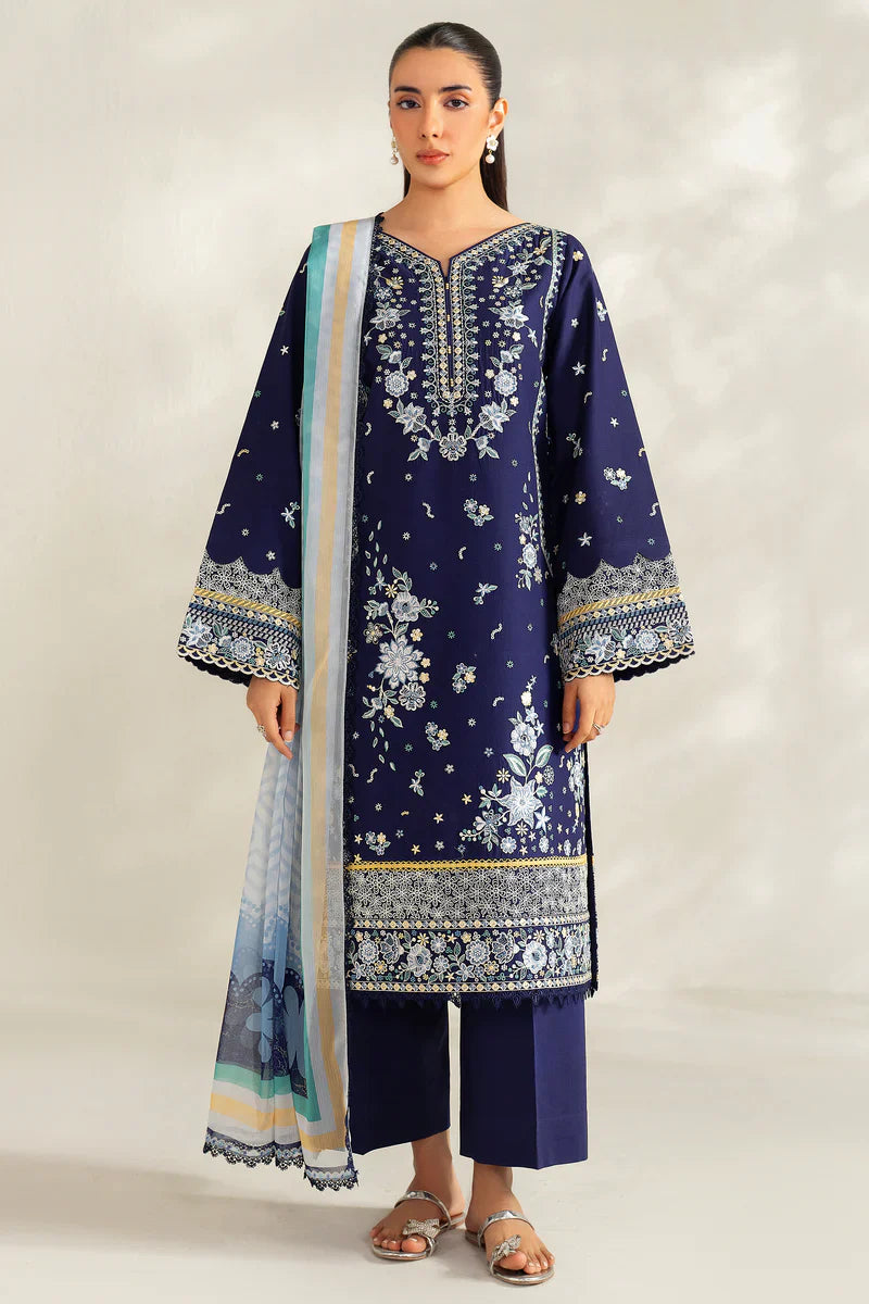Farasha | Summer Weaves Embroidered lawn'26 | Blue Fusion