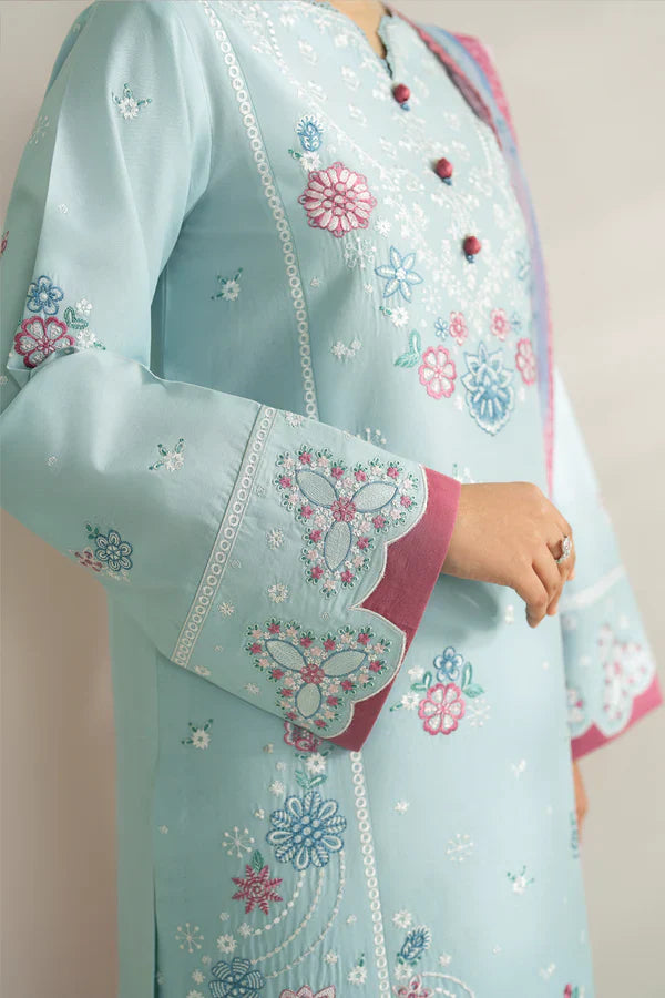 Farasha | Summer Weaves Embroidered lawn'26 | Blue Slate