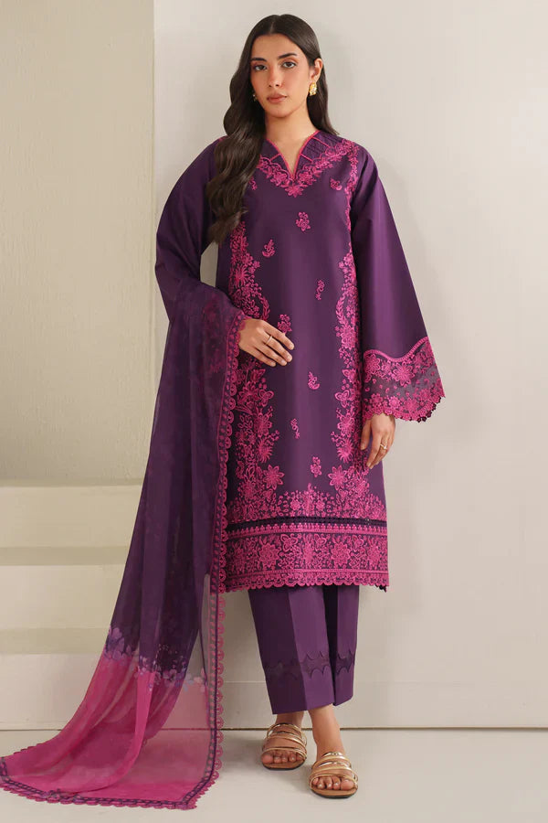 Farasha | Summer Weaves Embroidered lawn'26 | Magenta Silk