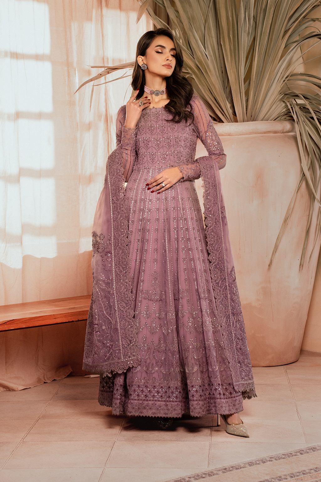 Iznik | Chiffon Kari | ICK-02 Embroidered Chiffon - House Of Anaya
