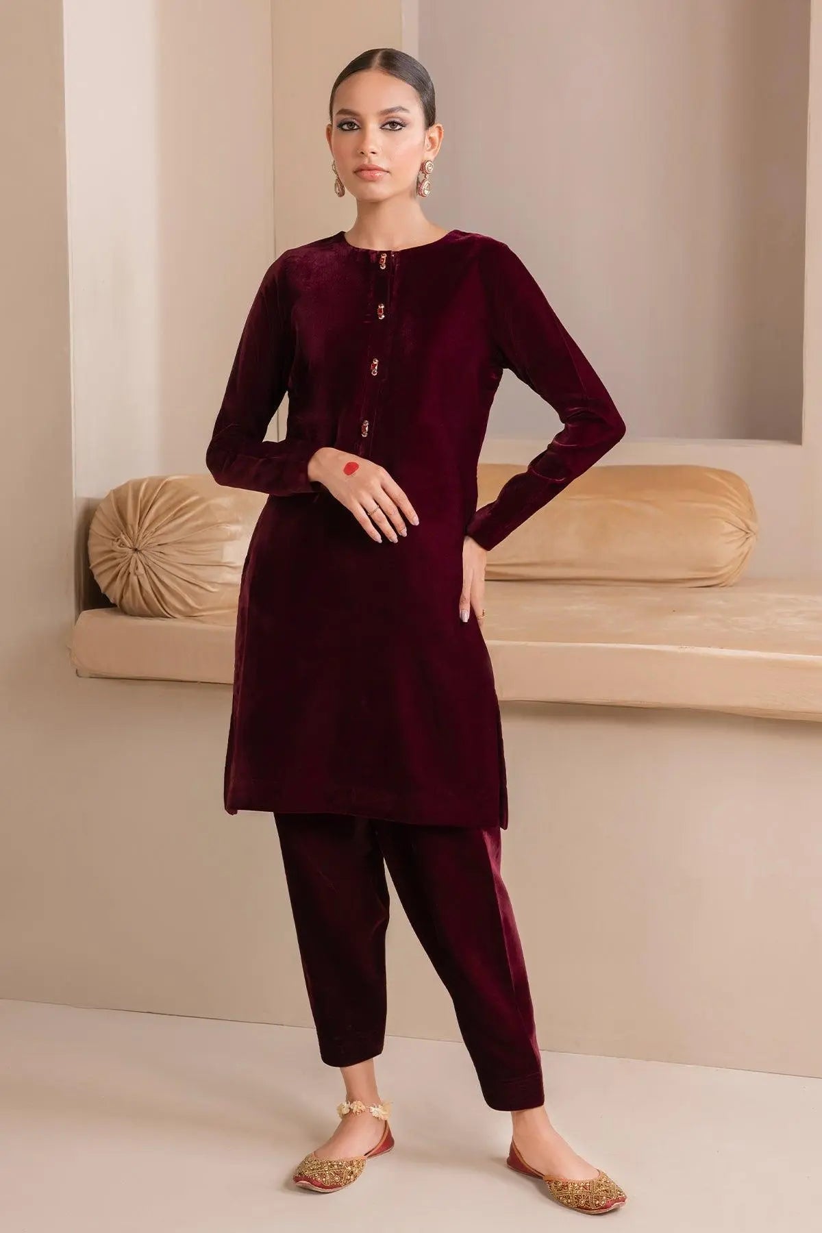 SOLID VELVET SUIT PR-850 - Riwayat-e-khas
