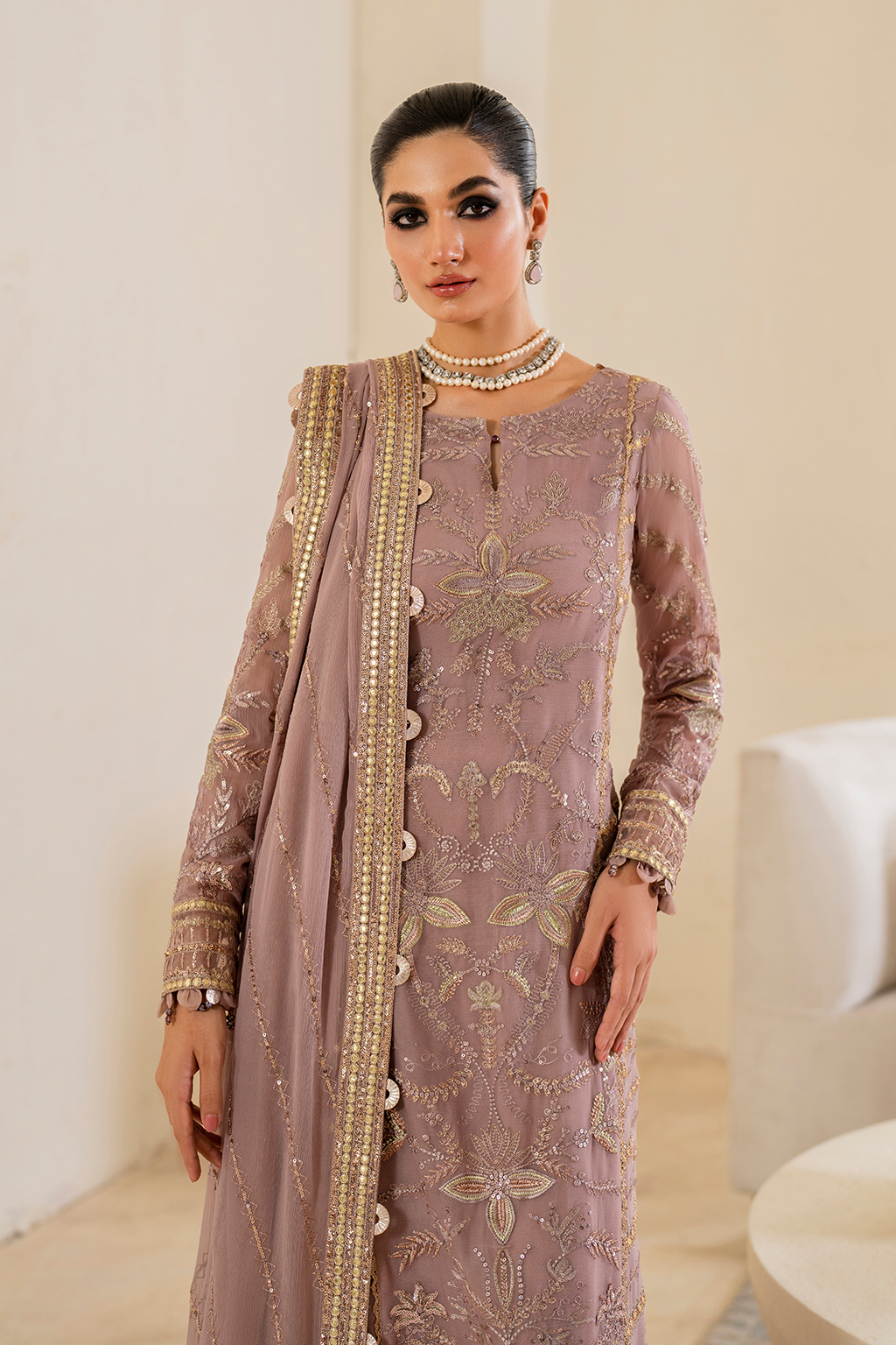 Iznik | Chinnon Chiffon | CC-48 Embroidered Chiffon - House Of Anaya