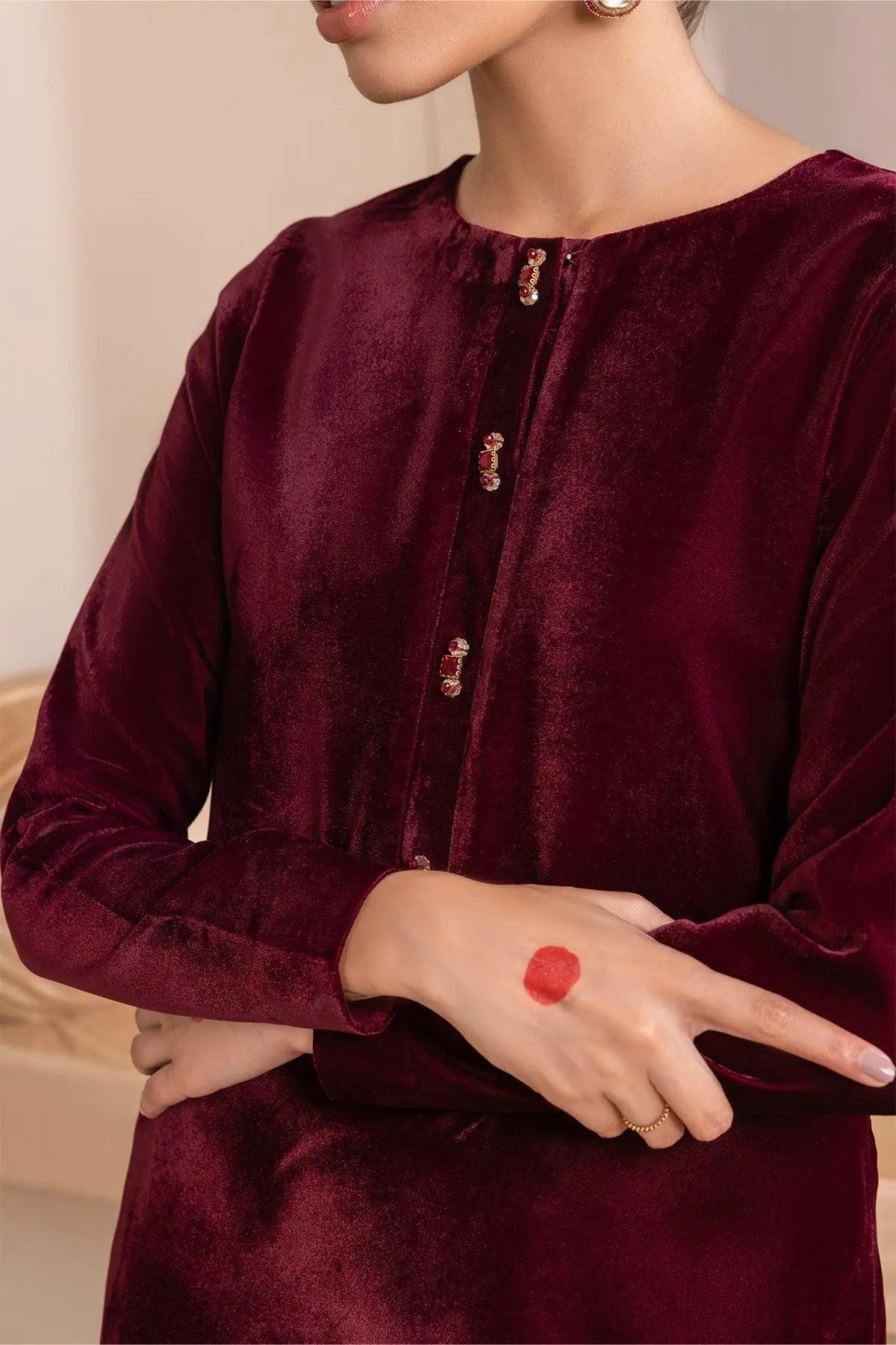 SOLID VELVET SUIT PR-850 - Riwayat-e-khas