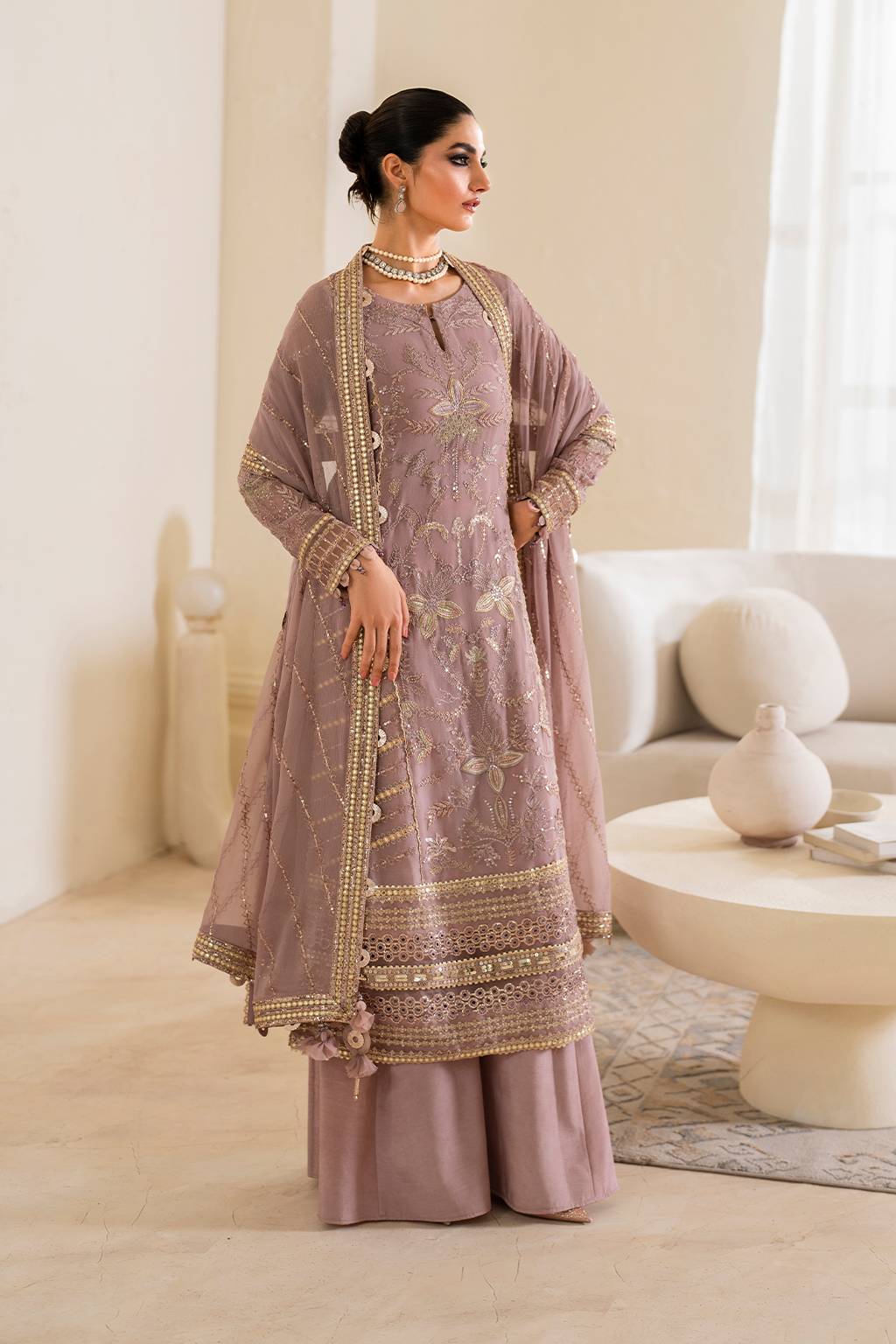 Iznik | Chinnon Chiffon | CC-48 Embroidered Chiffon - House Of Anaya