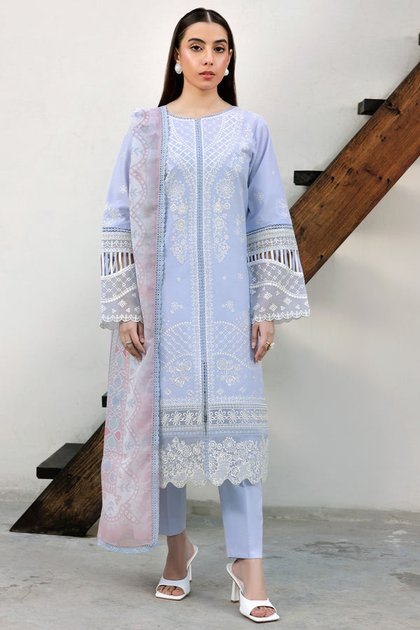 Farasha | Summer Weaves Embroidered lawn'26 | Serene Blue