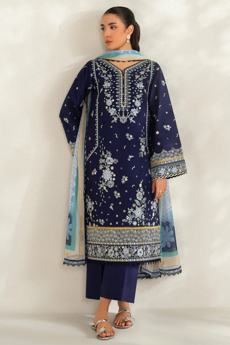 Farasha | Summer Weaves Embroidered lawn'26 | Blue Fusion