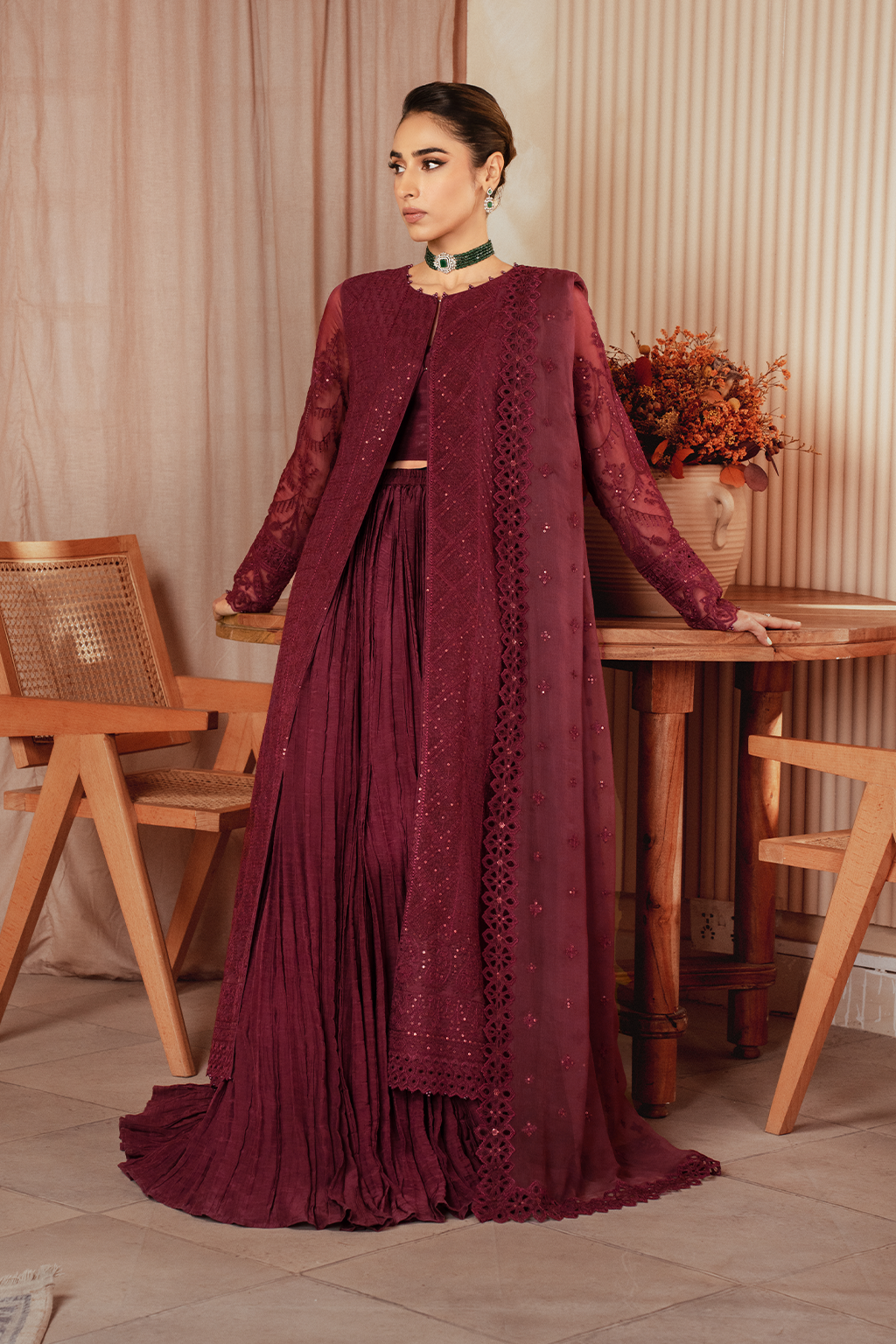 Iznik | Chiffon Kari | ICK-01 Embroidered Chiffon - House Of Anaya