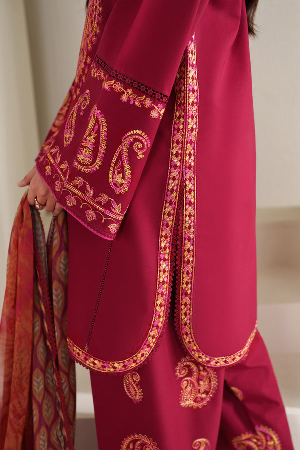 Farasha | Summer Weaves Embroidered lawn'26 | Coral Flare