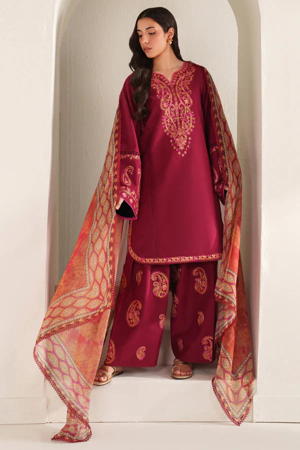 Farasha | Summer Weaves Embroidered lawn'26 | Coral Flare
