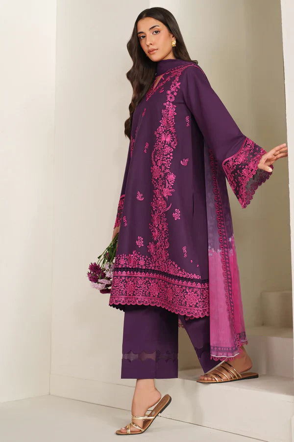 Farasha | Summer Weaves Embroidered lawn'26 | Magenta Silk