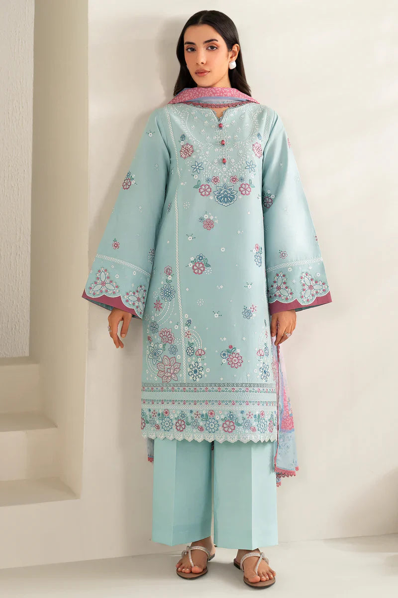 Farasha | Summer Weaves Embroidered lawn'26 | Blue Slate