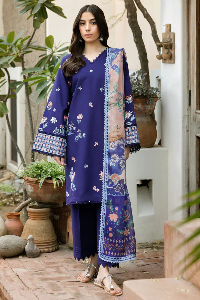 Farasha | Summer Weaves Embroidered lawn'26 | Indigo Glow