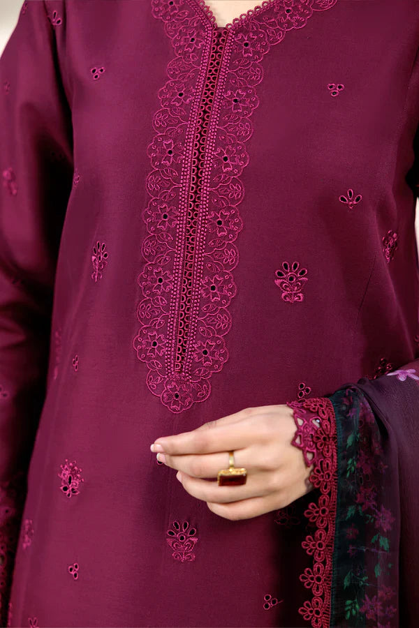 Farasha | Summer Weaves Embroidered lawn'26 | Garnet Passion