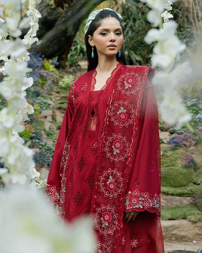 Zevk | Flora Festive Lawn | RED ROSE