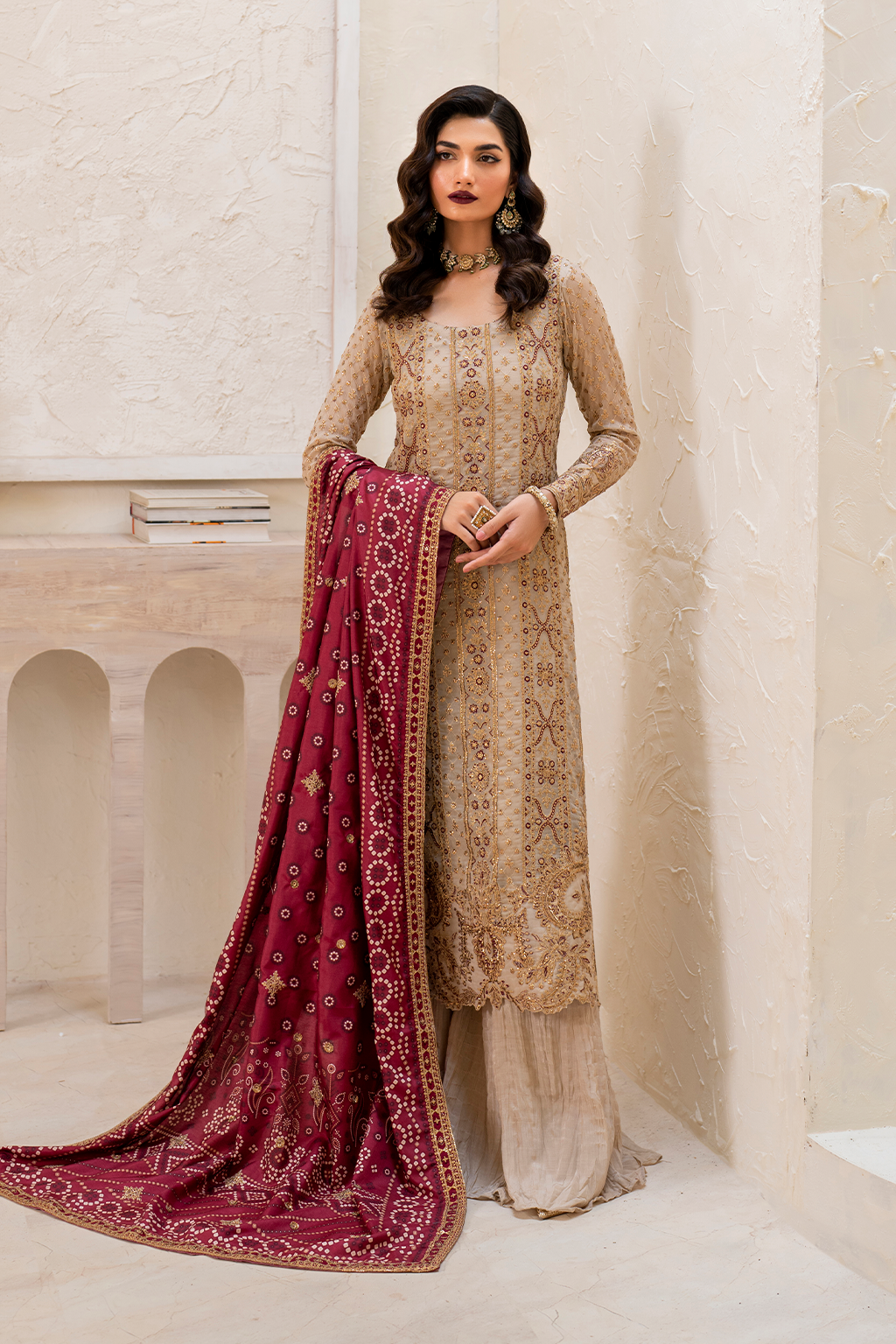 Iznik | Chinnon Chiffon | CC-44 Embroidered Chiffon - House Of Anaya