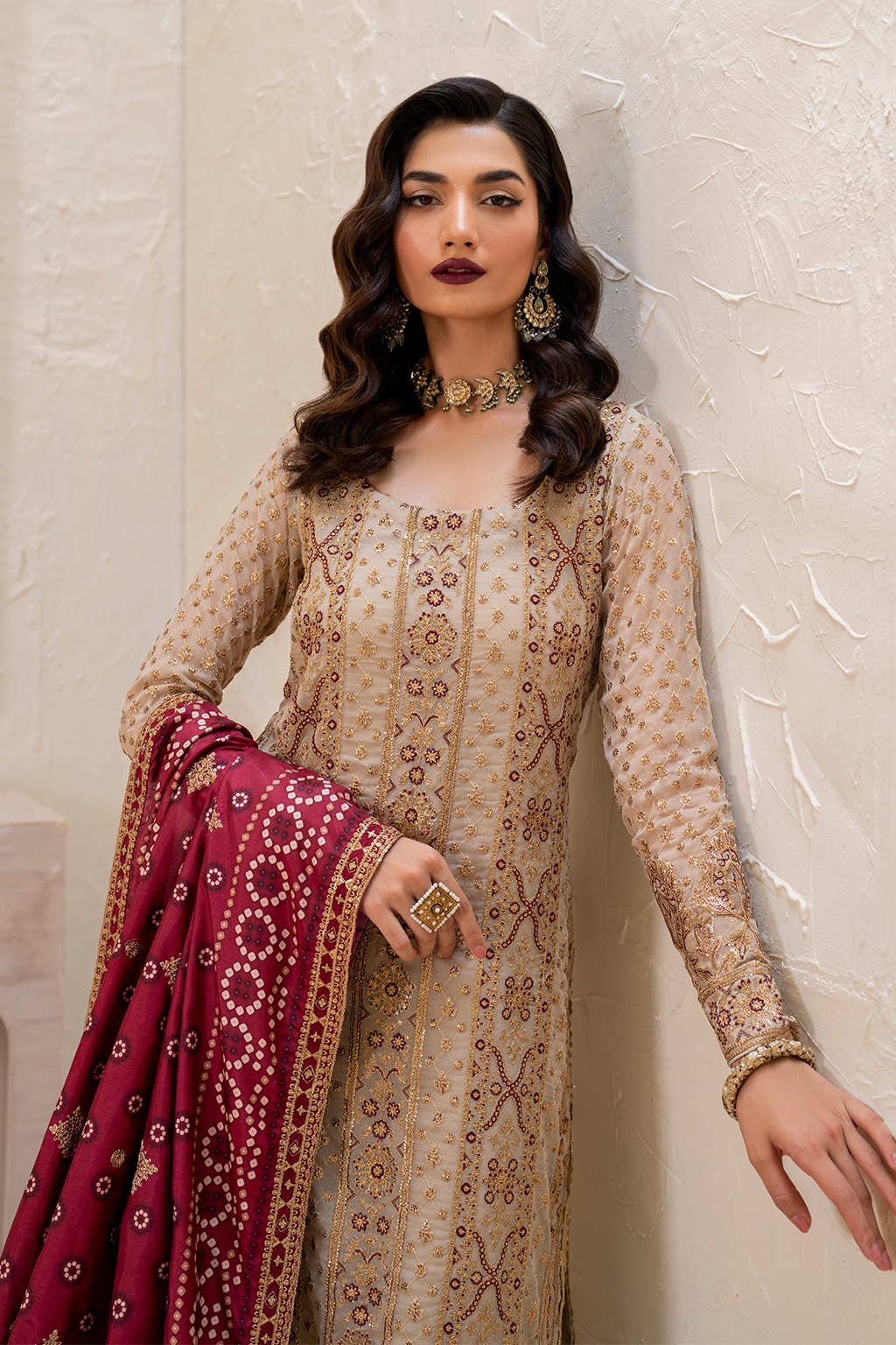 Iznik | Chinnon Chiffon | CC-44 Embroidered Chiffon - House Of Anaya