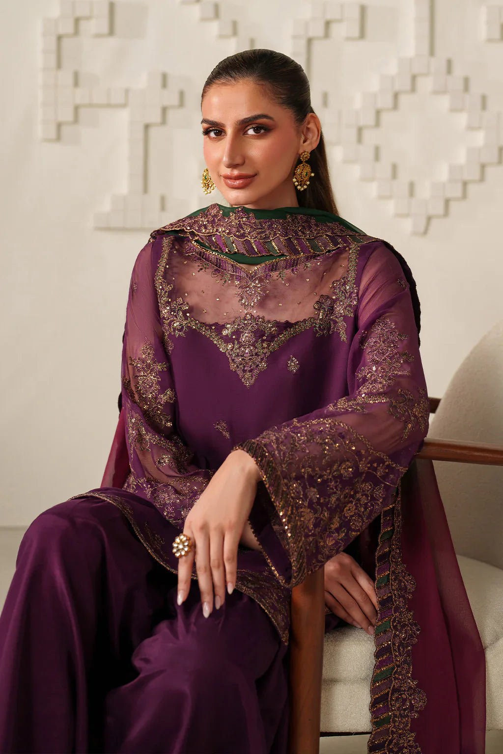 Iznik | Festive Formals | UE-624 Embroidered Chiffon