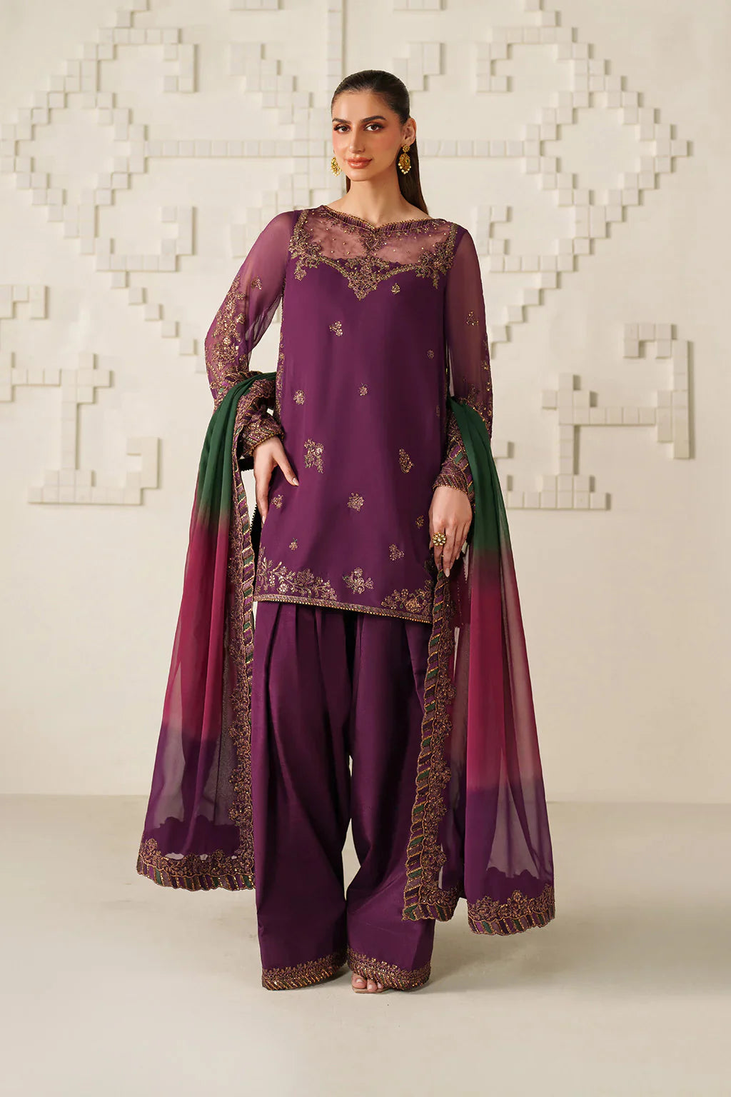 Iznik | Festive Formals | UE-624 Embroidered Chiffon