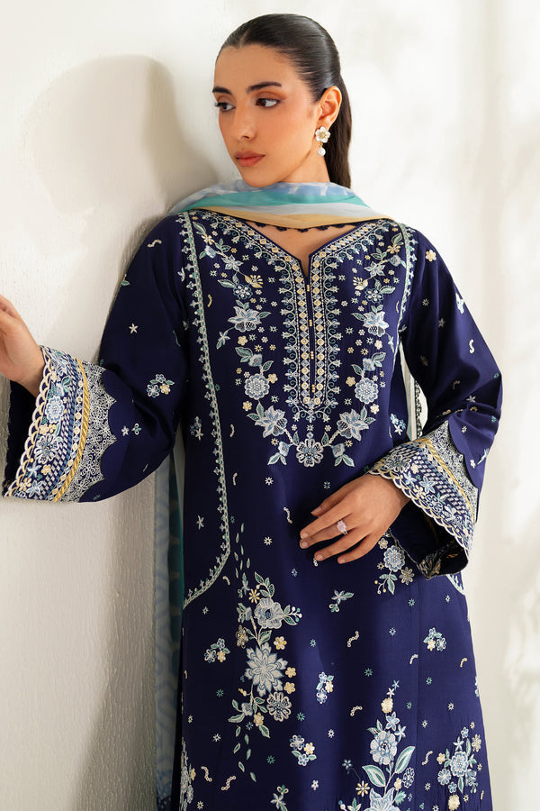 Farasha | Summer Weaves Embroidered lawn'26 | Blue Fusion