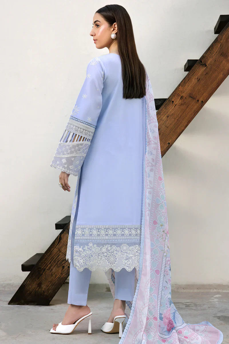 Farasha | Summer Weaves Embroidered lawn'26 | Serene Blue
