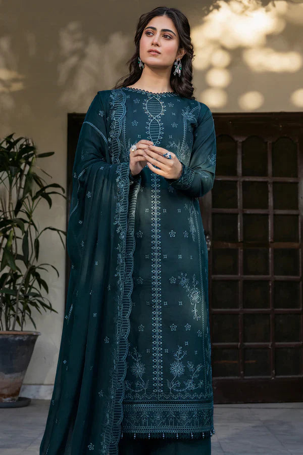 Farasha | Summer Weaves Embroidered lawn'26 | Teal Serenity