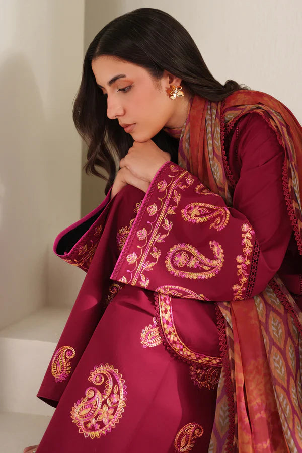 Farasha | Summer Weaves Embroidered lawn'26 | Coral Flare