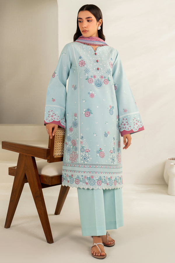 Farasha | Summer Weaves Embroidered lawn'26 | Blue Slate