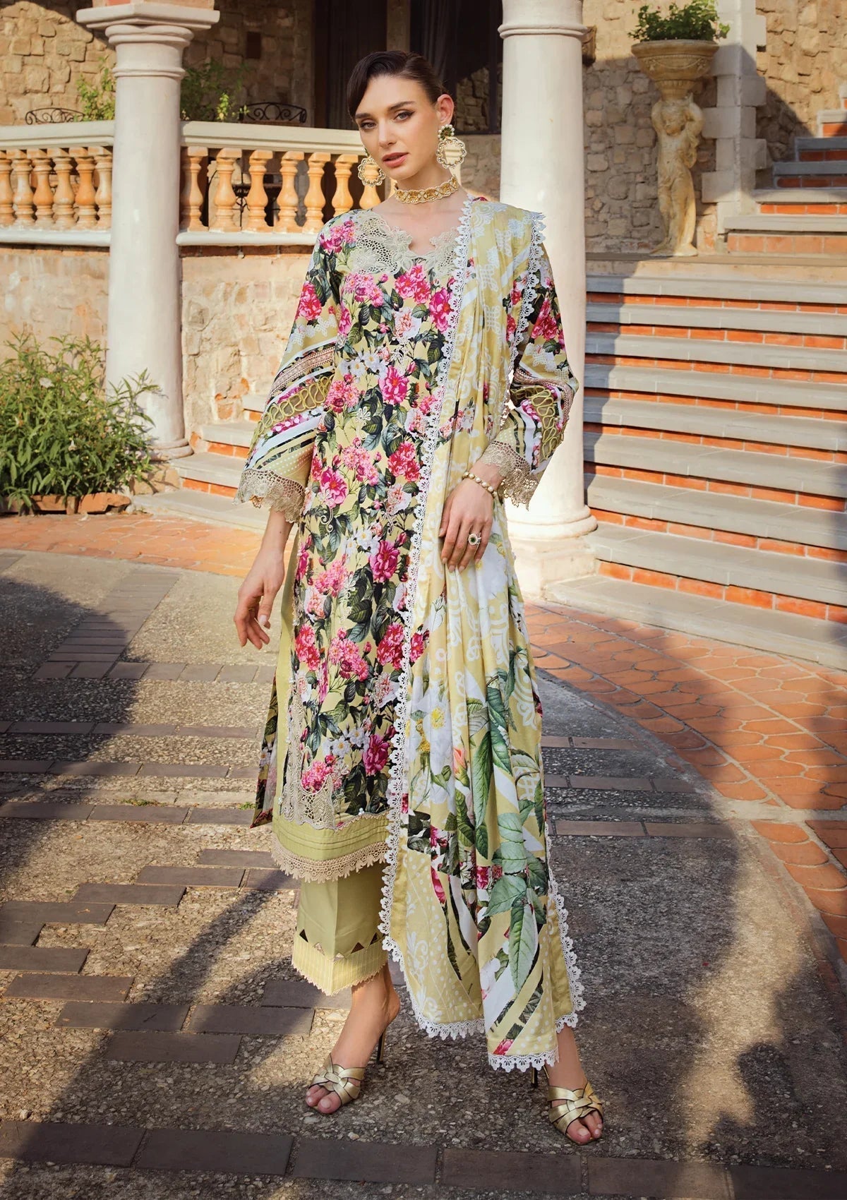 Elaf Premium Print Chikankari Lawn 3Pc Suit ECT-01B CHARM