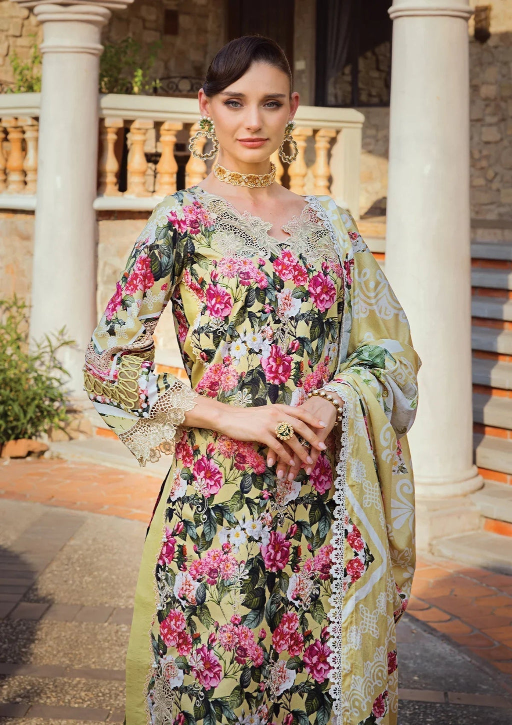 Elaf Premium Print Chikankari Lawn 3Pc Suit ECT-01B CHARM