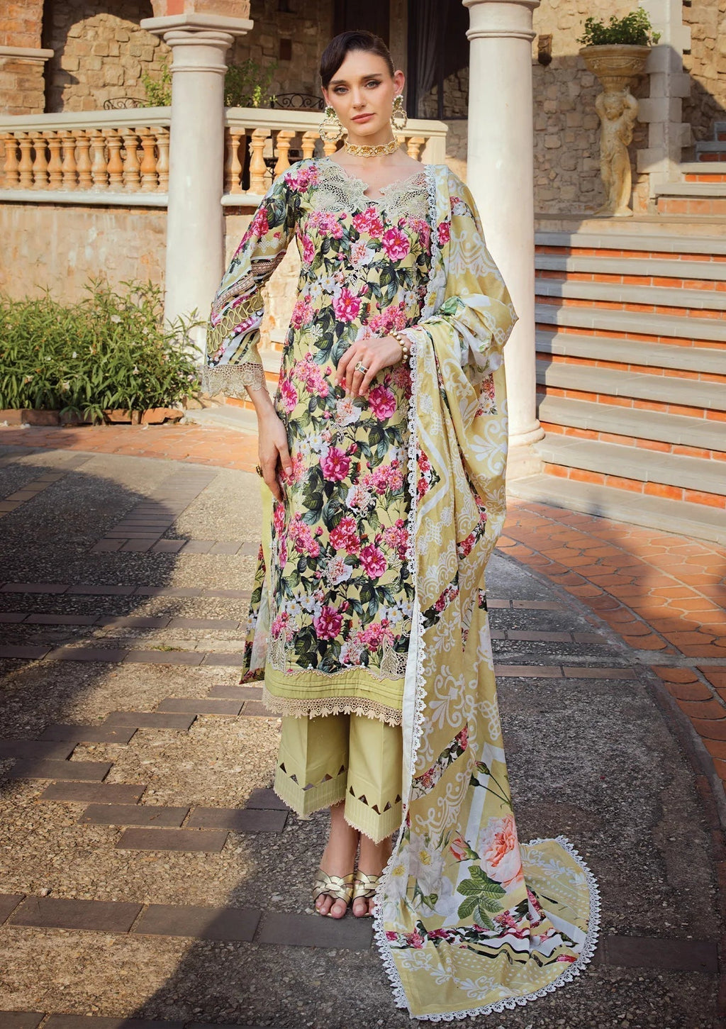 Elaf Premium Print Chikankari Lawn 3Pc Suit ECT-01B CHARM