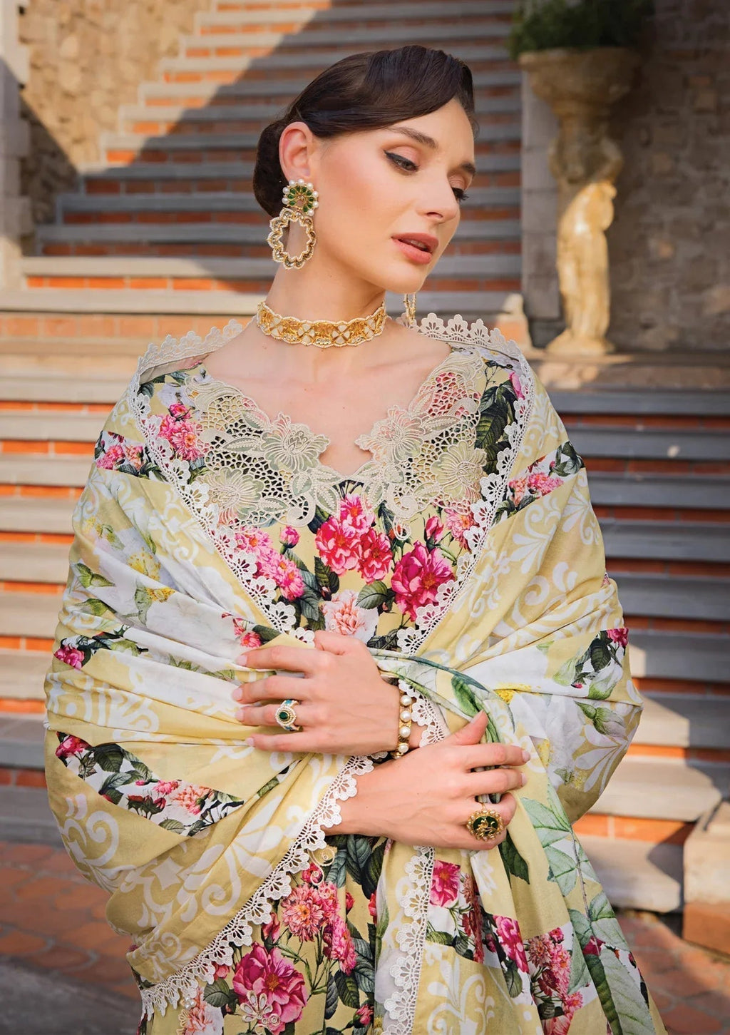 Elaf Premium Print Chikankari Lawn 3Pc Suit ECT-01B CHARM