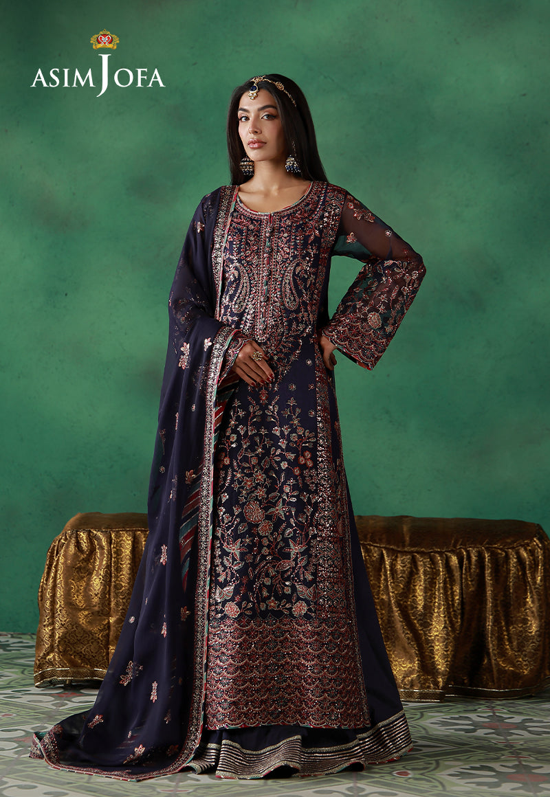 Asim Jofa | Ishq e Eid | AJULN-13 Embroidered Javeria Net 3 Pcs