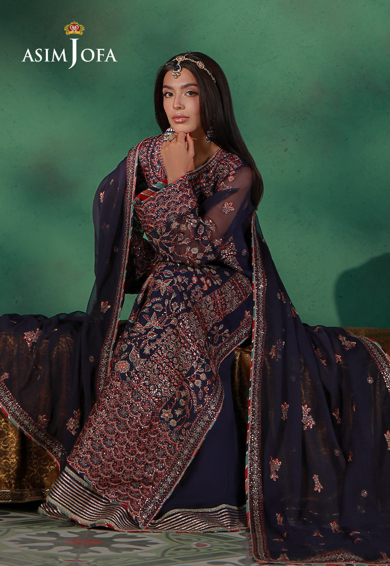 Asim Jofa | Ishq e Eid | AJULN-13 Embroidered Javeria Net 3 Pcs