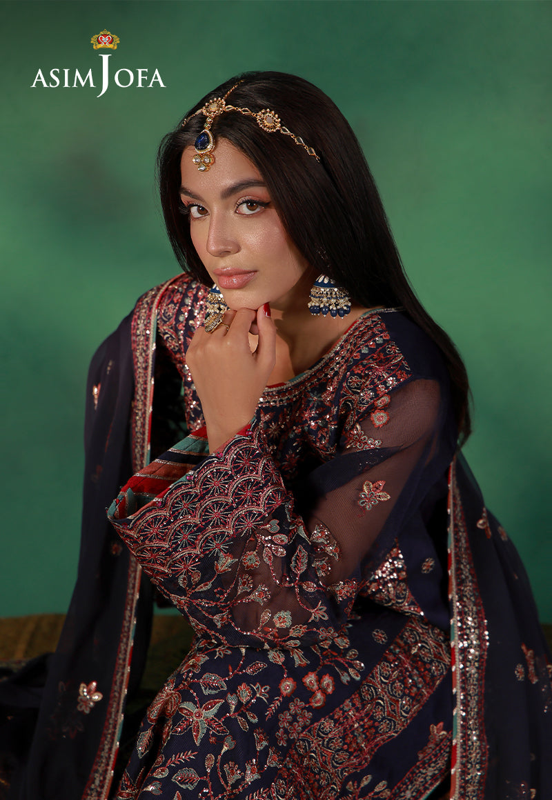 Asim Jofa | Ishq e Eid | AJULN-13 Embroidered Javeria Net 3 Pcs