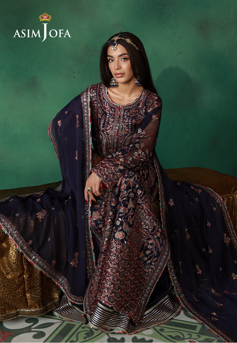 Asim Jofa | Ishq e Eid | AJULN-13 Embroidered Javeria Net 3 Pcs