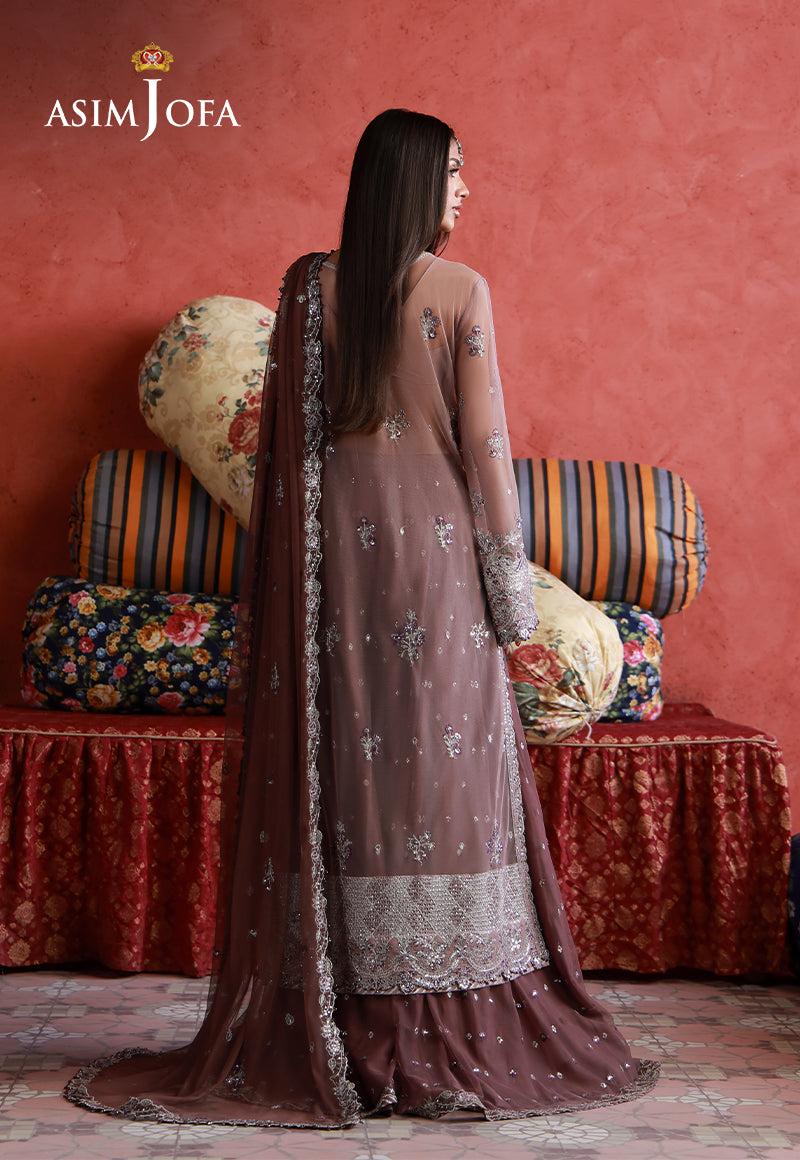 Asim Jofa | Ishq e Eid | AJULN-14 Embroidered Net 3 Pcs