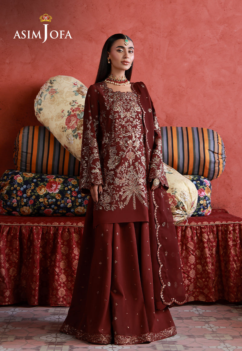 Asim Jofa | Ishq e Eid | AJULN-11 Embroidered Two Toned Cotton Silk 3 Pcs