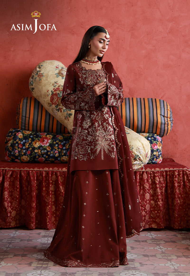 Asim Jofa | Ishq e Eid | AJULN-11 Embroidered Two Toned Cotton Silk 3 Pcs