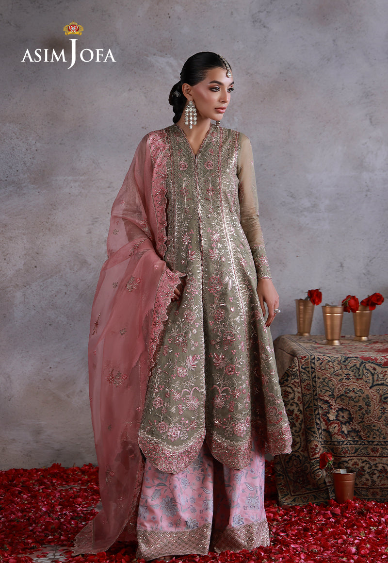 Asim Jofa | Ishq e Eid | AJULN-02 Embroidered Javeria Net  3 Pcs