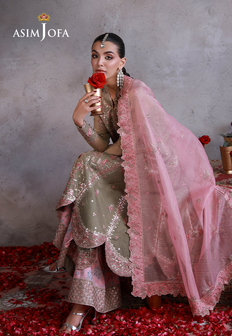Asim Jofa | Ishq e Eid | AJULN-02 Embroidered Javeria Net  3 Pcs
