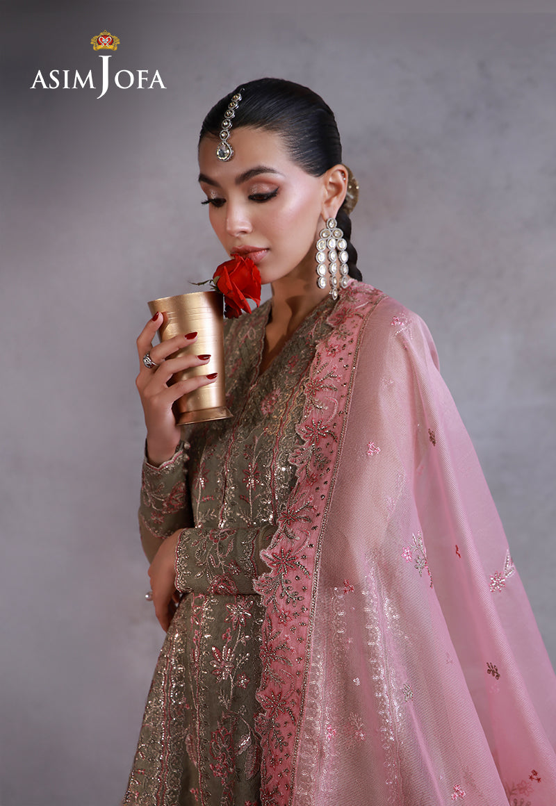 Asim Jofa | Ishq e Eid | AJULN-02 Embroidered Javeria Net  3 Pcs